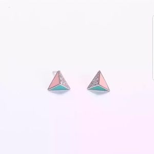 Tripod Silver Sparkling Stud Earrings